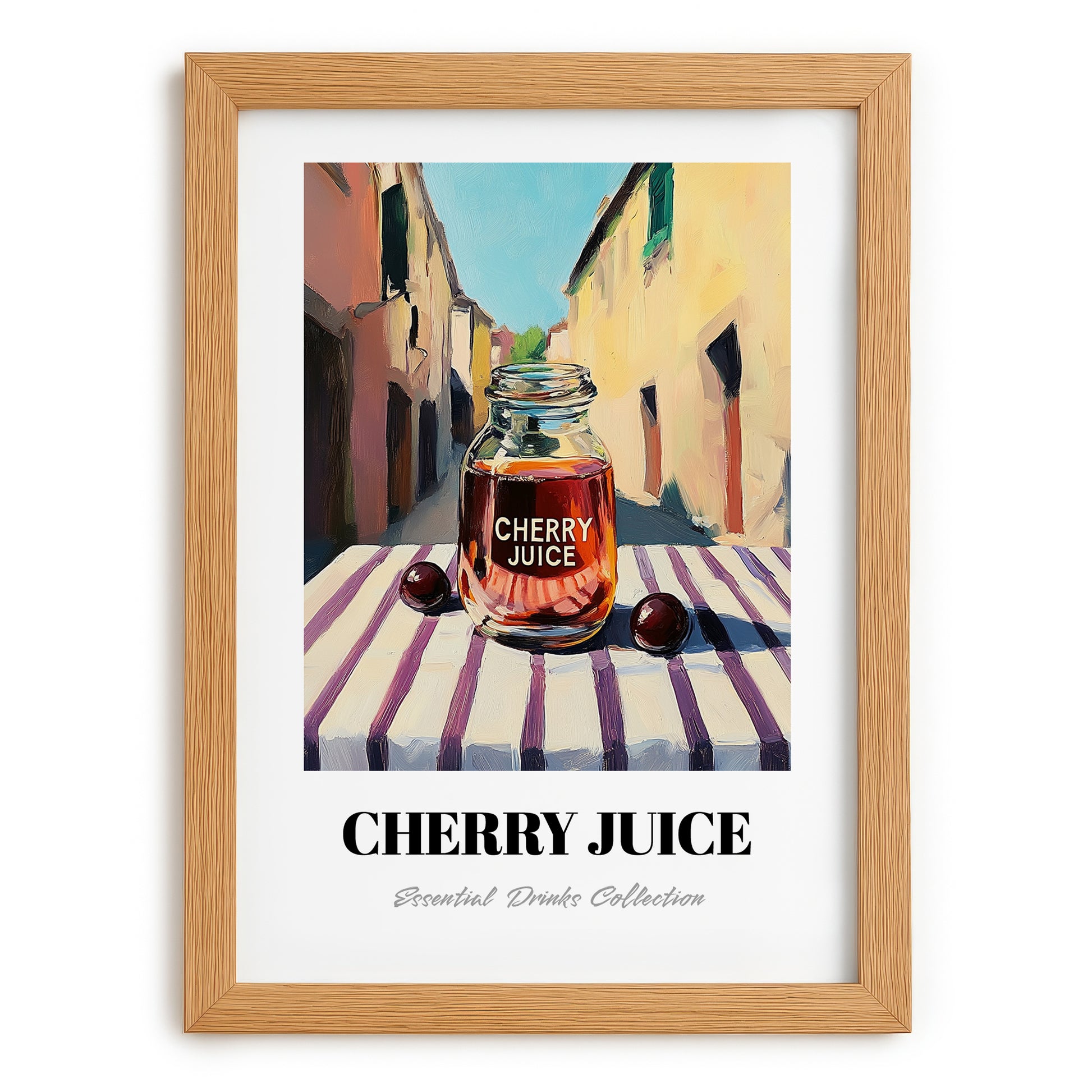 Cherry Juice – Italian Café on the Corner, Lemonade Poster, set in oak frame