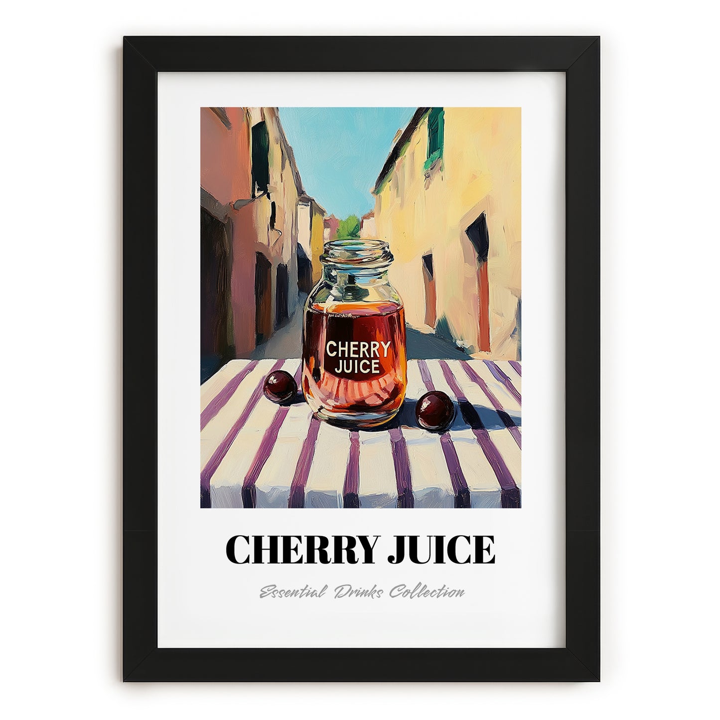 Cherry Juice – Italian Café on the Corner, Lemonade Poster, in sleek black frame