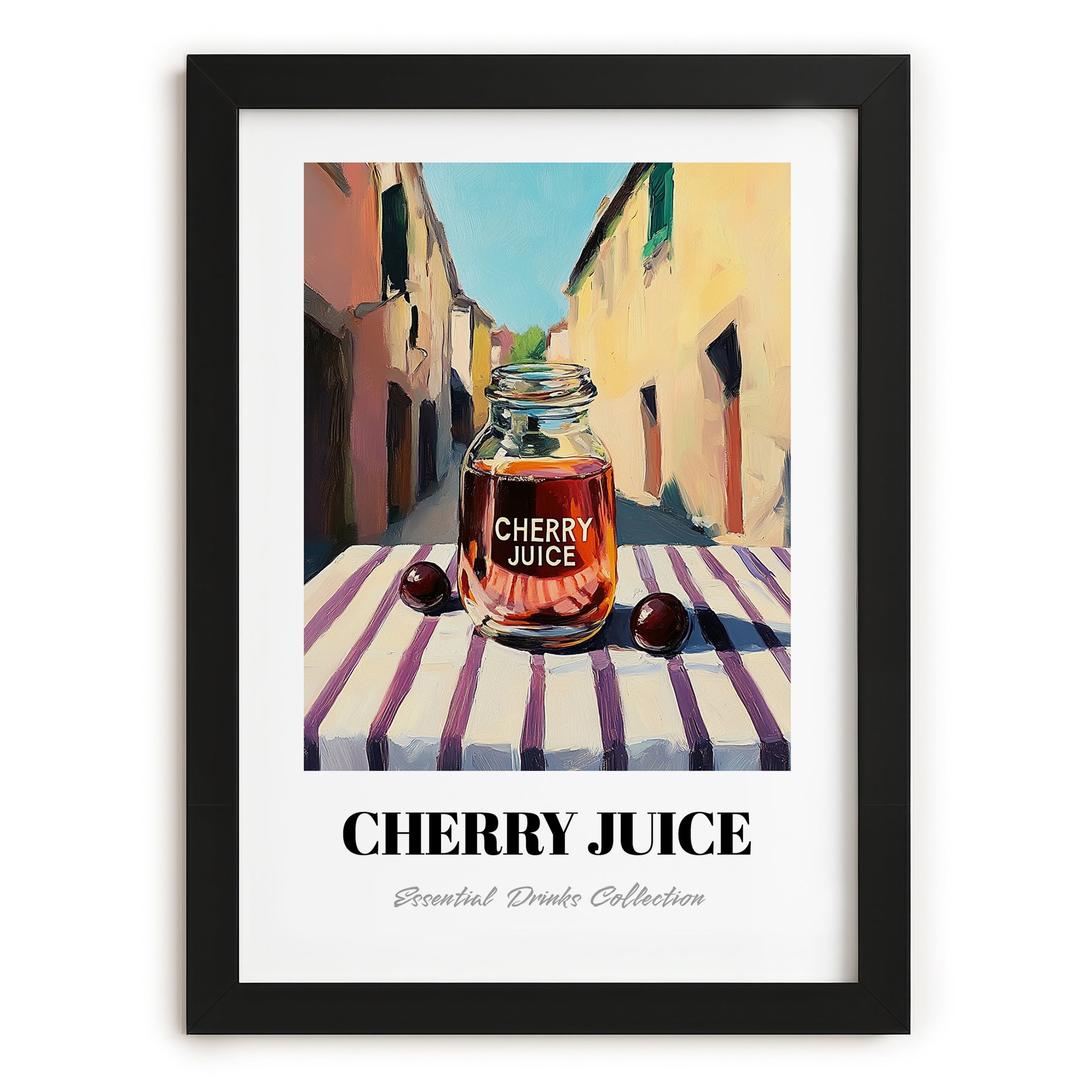 Cherry Juice – Italian Café on the Corner, Lemonade Poster, in sleek black frame