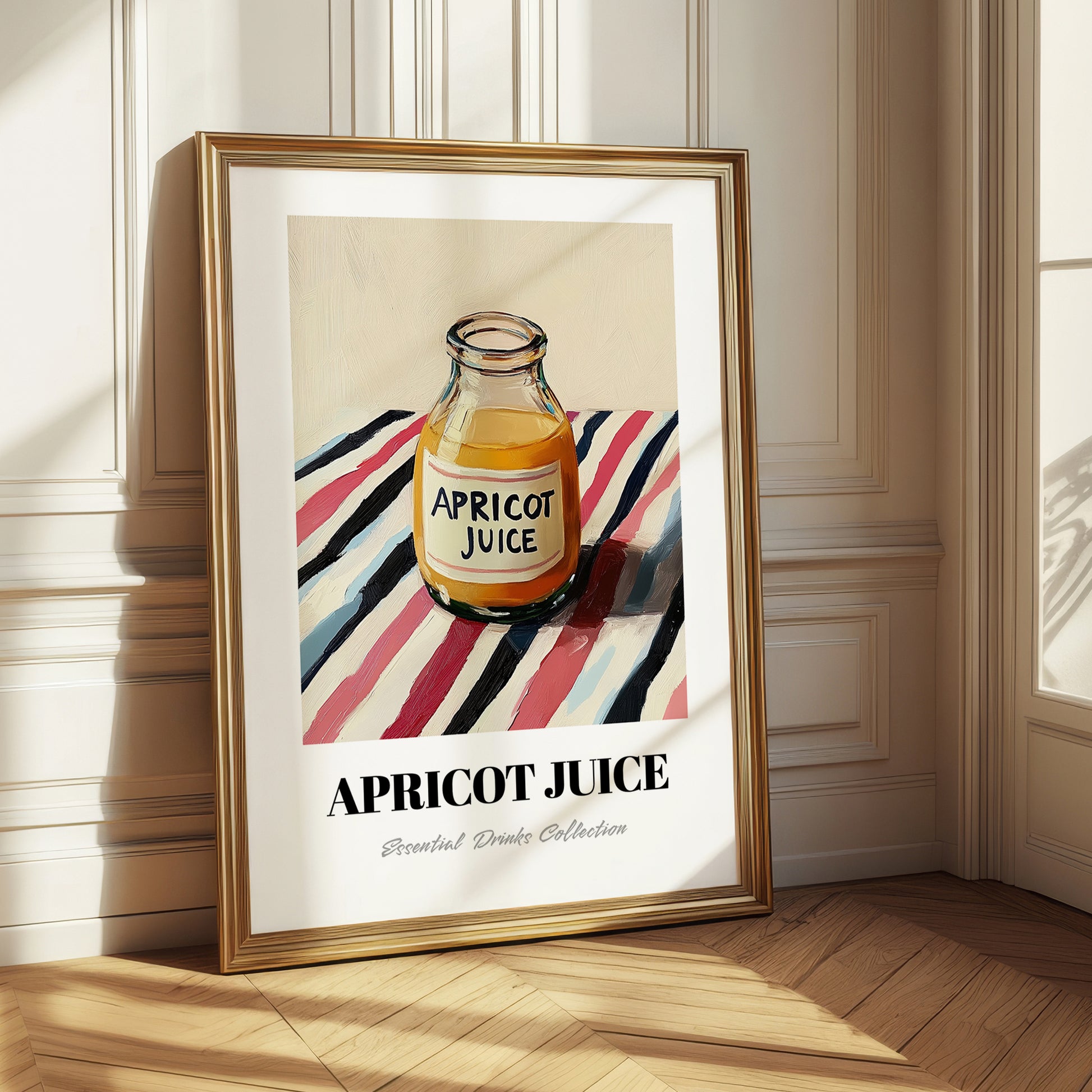Apricot Juice – on Striped Tablecloth, Lemonade Print