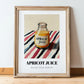 Apricot Juice – on Striped Tablecloth, Lemonade Print, in wooden frame leaning on the floor