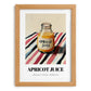 Apricot Juice – on Striped Tablecloth, Lemonade Print, set in oak frame