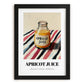 Apricot Juice – on Striped Tablecloth, Lemonade Print, in sleek black frame