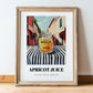 Apricot Juice – Italian Outdoor Café Scene, Lemonade Poster, in wooden frame leaning on the floor