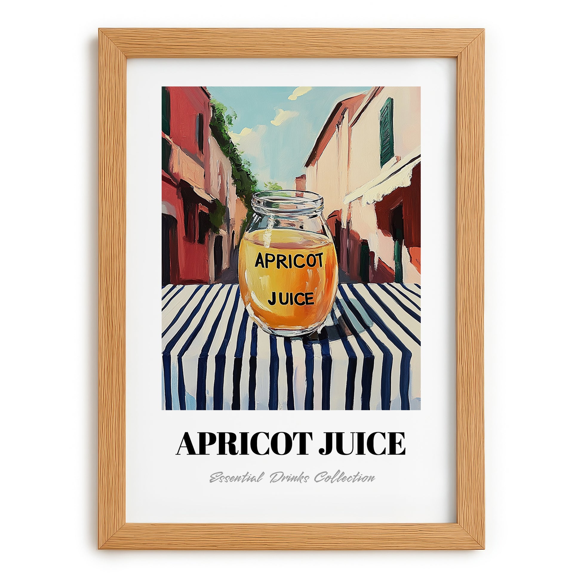 Apricot Juice – Italian Outdoor Café Scene, Lemonade Poster, set in oak frame