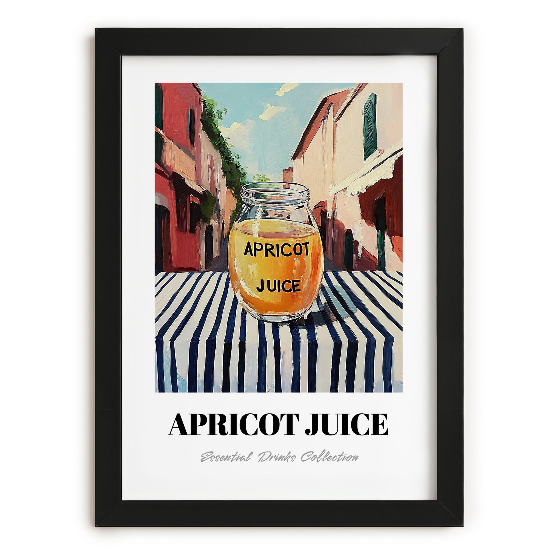 Apricot Juice – Italian Outdoor Café Scene, Lemonade Poster, in sleek black frame