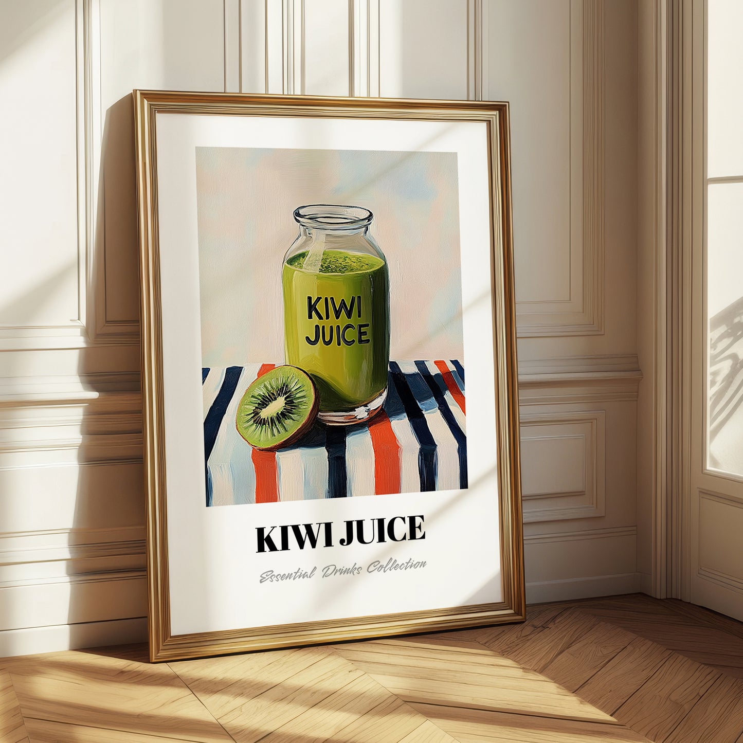 Kiwi Juice – on Striped Tablecloth, Lemonade Wall Decor