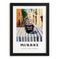 Plum Juice – Italian Street Café Scene, Lemonade Wall Art, in sleek black frame