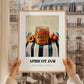 Apricot Jam – on Striped Tablecloth, Jam Wall Print, styled in a charming Paris street view