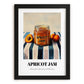 Apricot Jam – on Striped Tablecloth, Jam Wall Print, in sleek black frame
