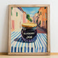 Blueberry Jam – Italian Café on the Corner, Jam Print, no-text version framed in wood