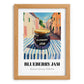 Blueberry Jam – Italian Café on the Corner, Jam Print, set in oak frame