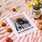 Blackberry Jam – on Striped Tablecloth, Jam Poster, unframed on coastal sand