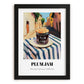 Plum Jam – Italian Street Café Scene, Jam Print, in sleek black frame