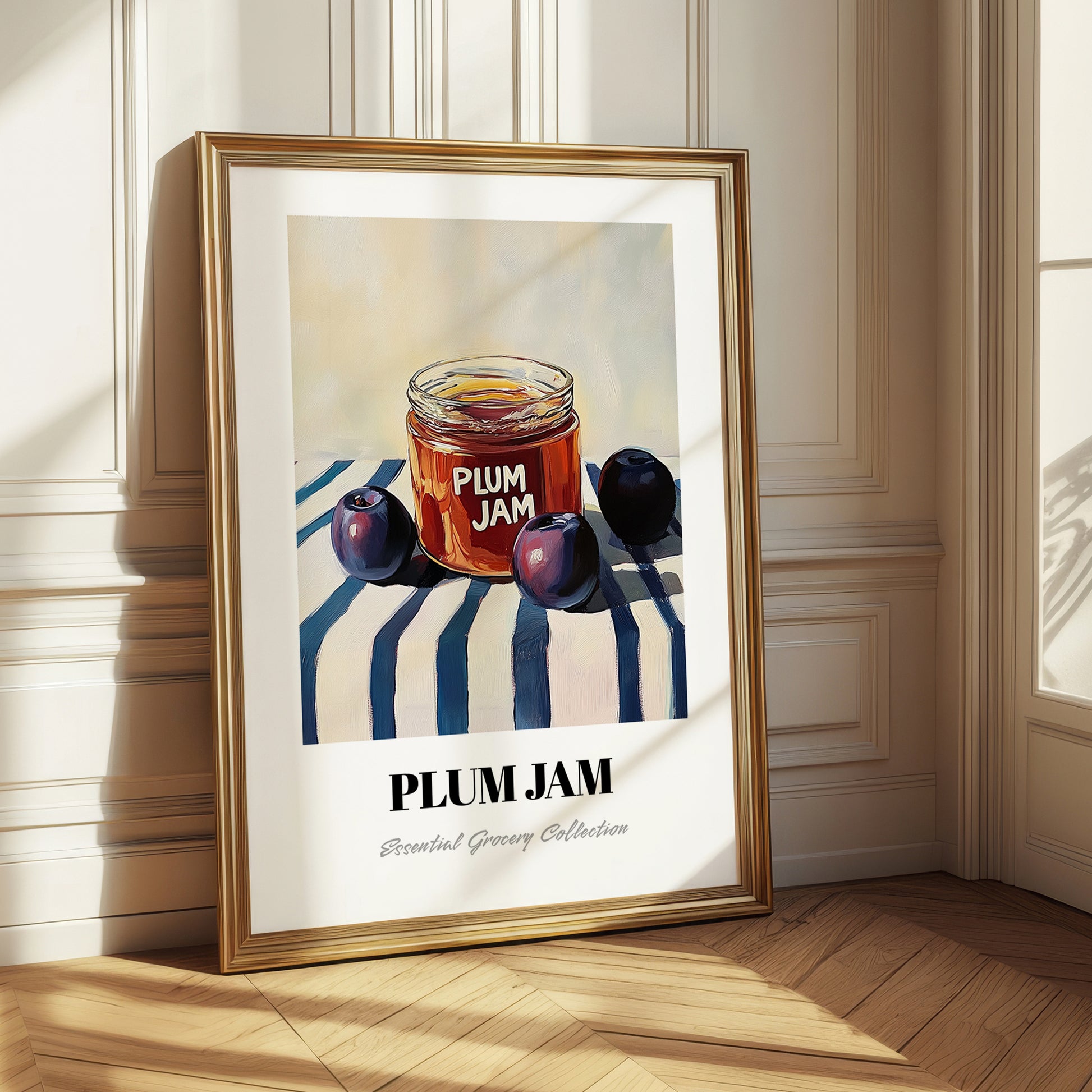 Plum Jam – on Striped Tablecloth, Jam Wall Decor
