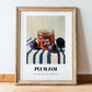 Plum Jam – on Striped Tablecloth, Jam Wall Decor, in wooden frame leaning on the floor