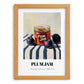 Plum Jam – on Striped Tablecloth, Jam Wall Decor, set in oak frame