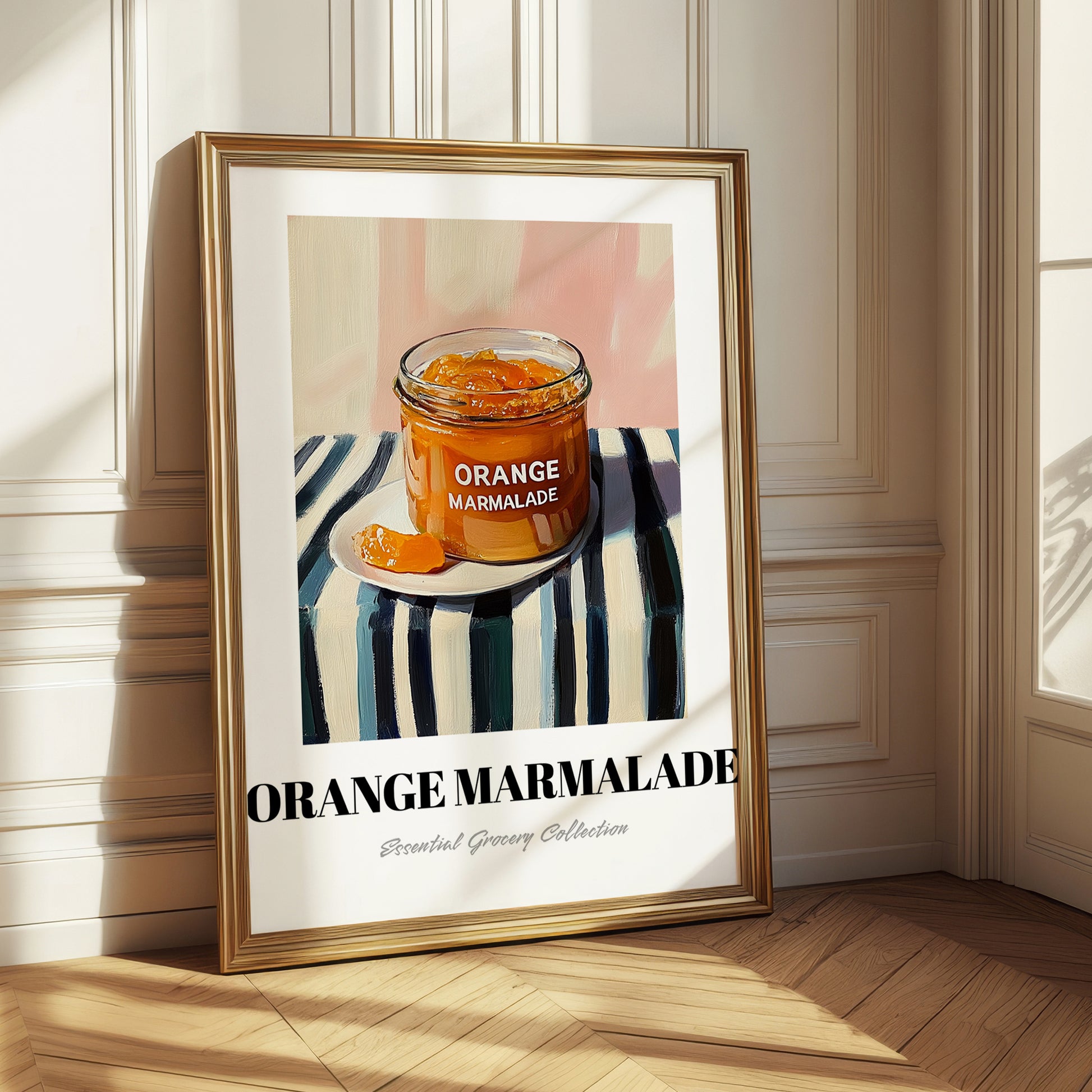 Orange Marmalade – on Striped Tablecloth, Jam Illustration