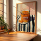 Orange Marmalade – on Striped Tablecloth, Jam Illustration, clean layout with no caption