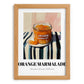Orange Marmalade – on Striped Tablecloth, Jam Illustration, set in oak frame
