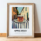 Apple Jelly – Italian Outdoor Café Scene, Jam Painting, in wooden frame leaning on the floor