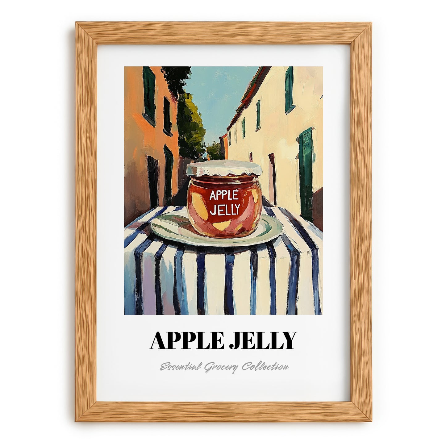 Apple Jelly – Italian Outdoor Café Scene, Jam Painting, set in oak frame