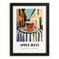 Apple Jelly – Italian Outdoor Café Scene, Jam Painting, in sleek black frame