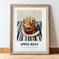 Apple Jelly – on Striped Tablecloth, Jam Wall Decor, in wooden frame leaning on the floor
