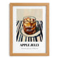 Apple Jelly – on Striped Tablecloth, Jam Wall Decor, set in oak frame