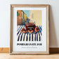 Pomegranate Jam – Italian Street Café Scene, Jam Painting, in wooden frame leaning on the floor