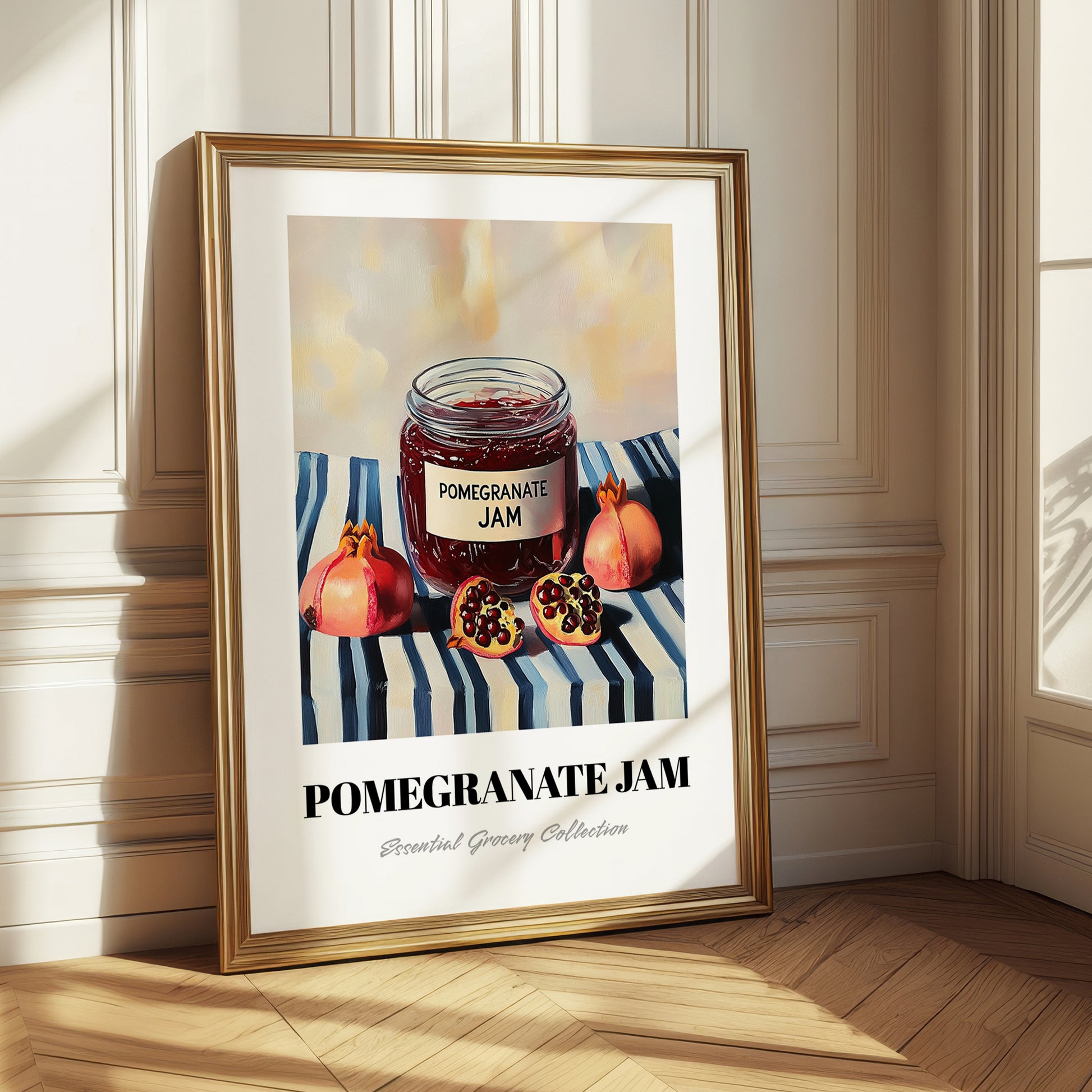 Pomegranate Jam – on Striped Tablecloth, Jam Illustration