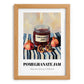 Pomegranate Jam – on Striped Tablecloth, Jam Illustration, set in oak frame