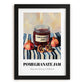 Pomegranate Jam – on Striped Tablecloth, Jam Illustration, in sleek black frame