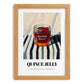Quince Jelly – on Striped Tablecloth, Jam Illustration, set in oak frame