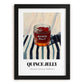 Quince Jelly – on Striped Tablecloth, Jam Illustration, in sleek black frame