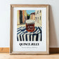 Quince Jelly – Italian Café on the Corner, Jam Illustration, in wooden frame leaning on the floor