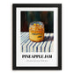 Pineapple Jam – on Striped Tablecloth, Jam Art, in sleek black frame