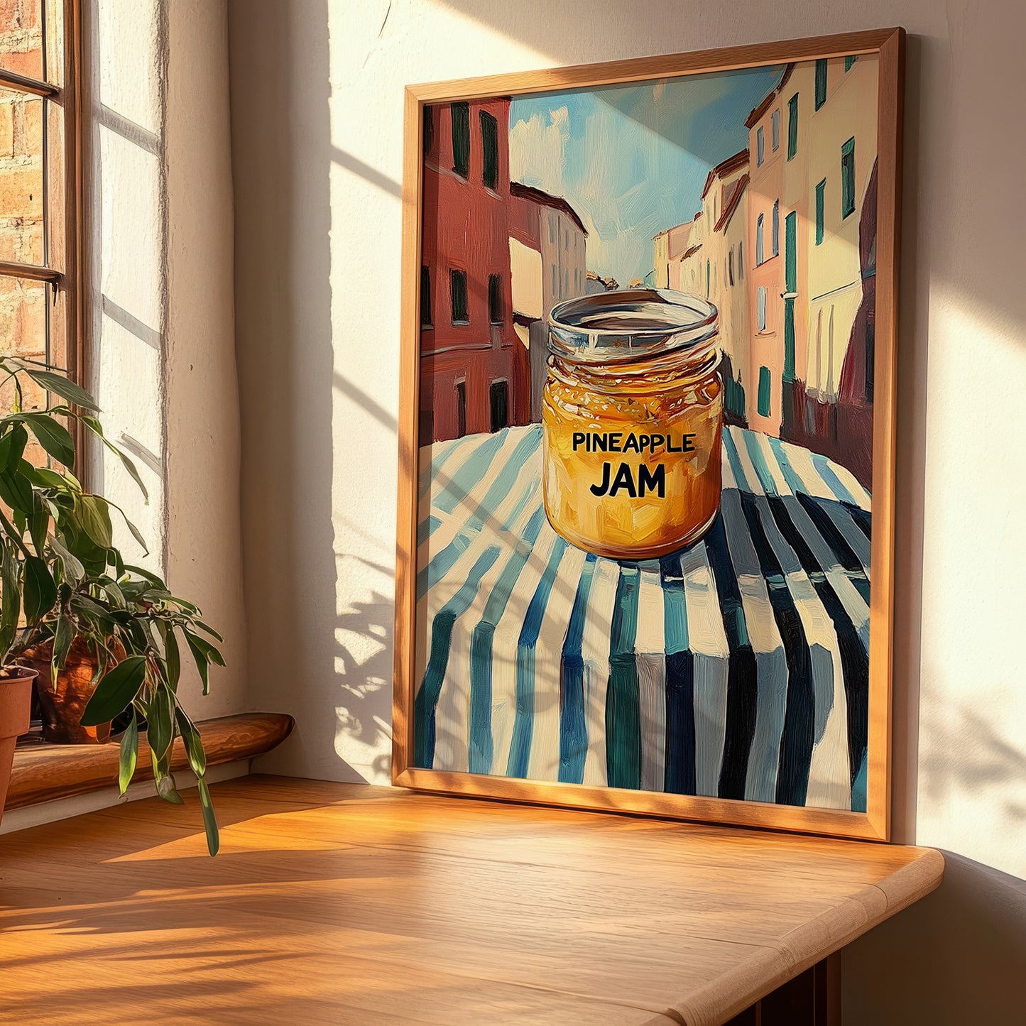 Pineapple Jam – Italian Urban Café Scene, Jam Print, clean layout with no caption