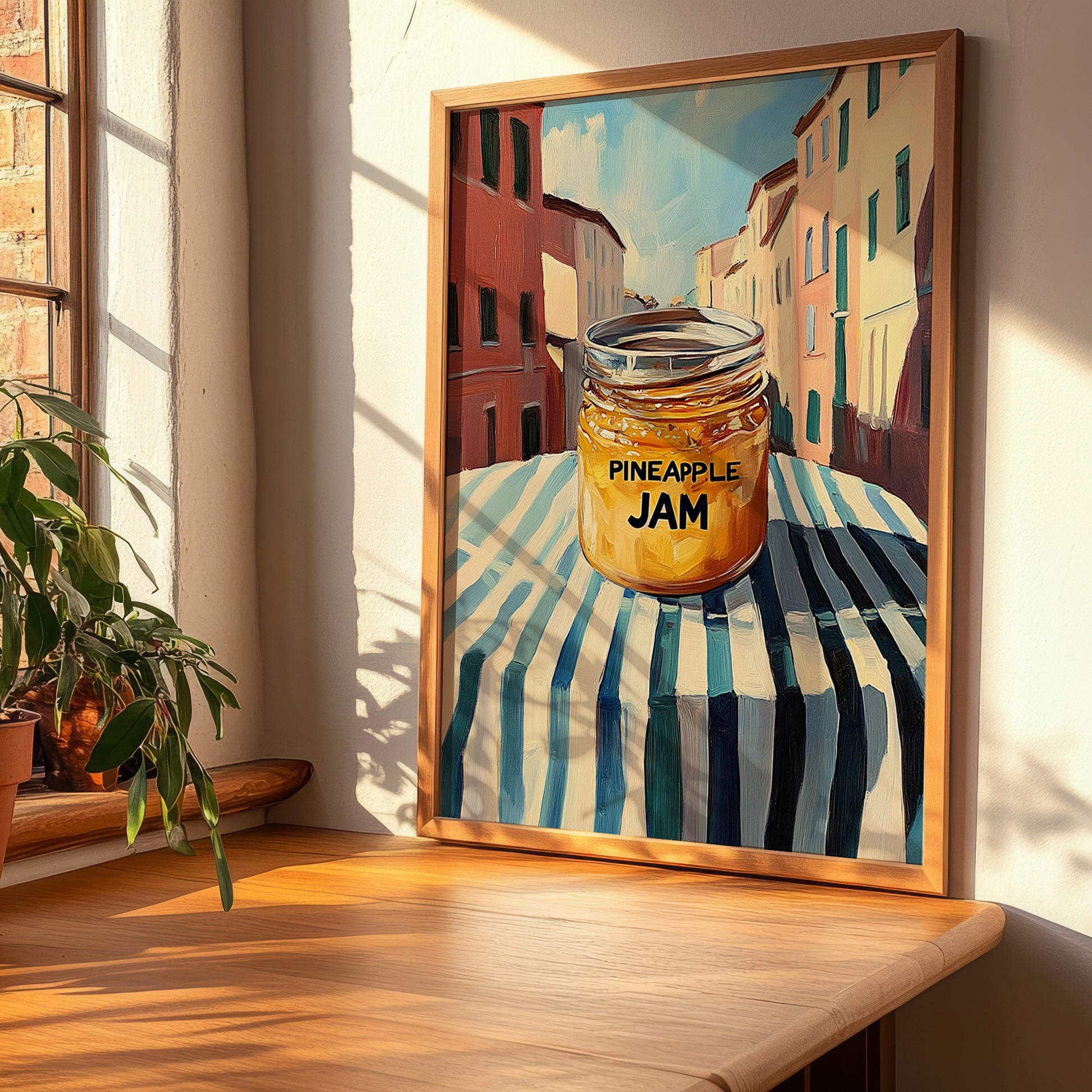 Pineapple Jam – Italian Urban Café Scene, Jam Print, clean layout with no caption