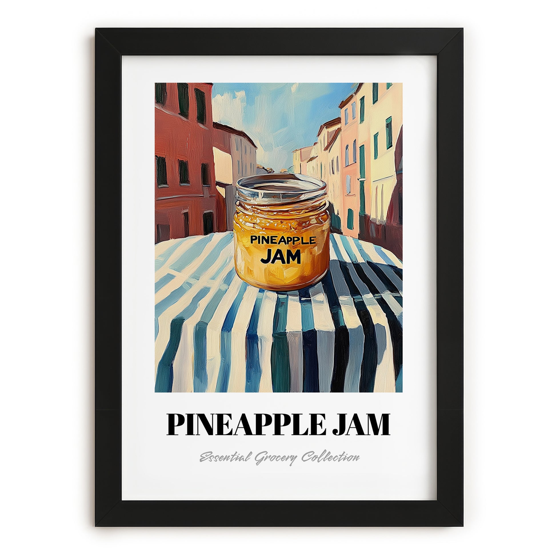 Pineapple Jam – Italian Urban Café Scene, Jam Print, in sleek black frame