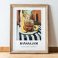 Banana Jam – Italian Outdoor Café Scene, Jam Still Life, in wooden frame leaning on the floor