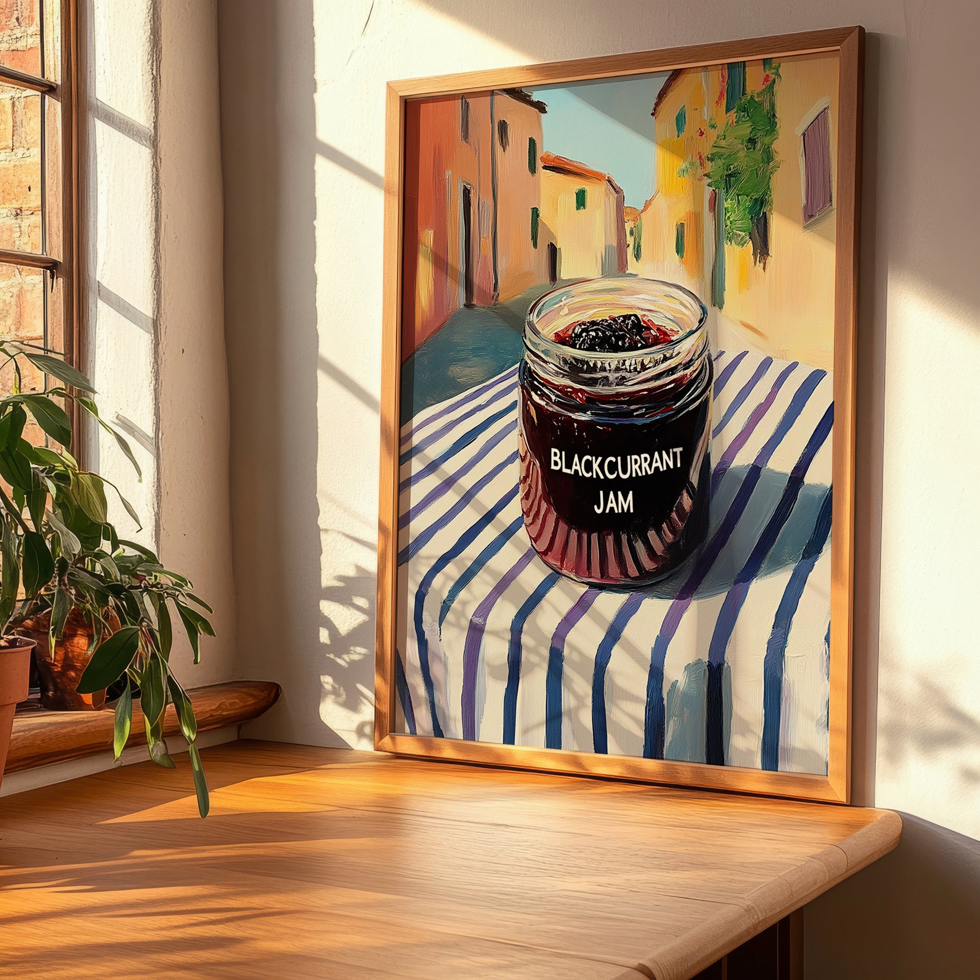 Blackcurrant Jam – Italian Urban Café Scene, Jam Wall Illustration, clean layout with no caption