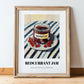 Redcurrant Jam – on Striped Tablecloth, Jam Wall Art, in wooden frame leaning on the floor
