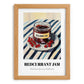 Redcurrant Jam – on Striped Tablecloth, Jam Wall Art, set in oak frame