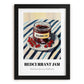 Redcurrant Jam – on Striped Tablecloth, Jam Wall Art, in sleek black frame