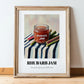 Rhubarb Jam – on Striped Tablecloth, Jam Wall Painting, in wooden frame leaning on the floor