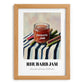 Rhubarb Jam – on Striped Tablecloth, Jam Wall Painting, set in oak frame