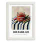 Rhubarb Jam – on Striped Tablecloth, Jam Wall Painting, placed in minimal white frame