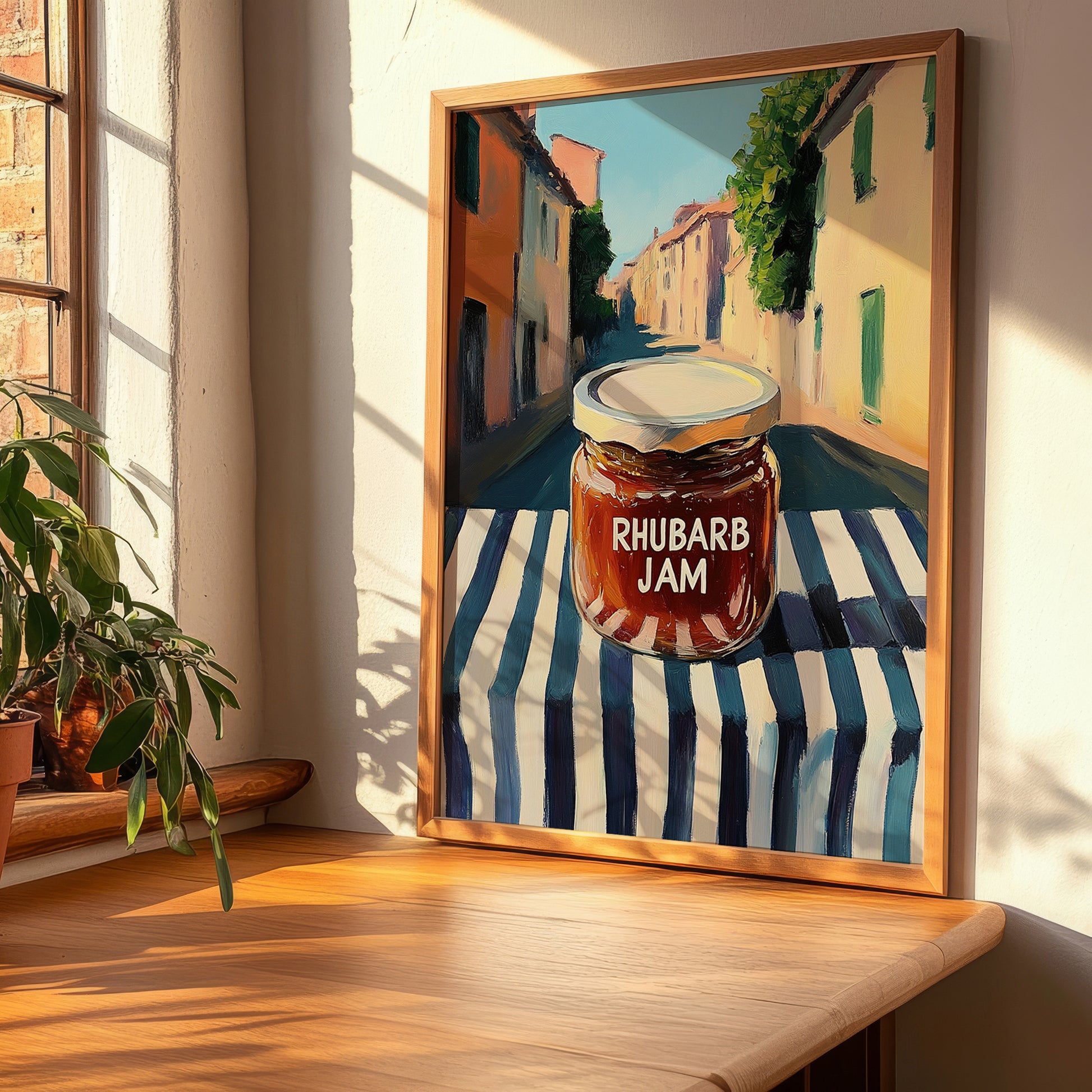 Rhubarb Jam – Italian Street Café Scene, Jam Wall Decor, clean layout with no caption