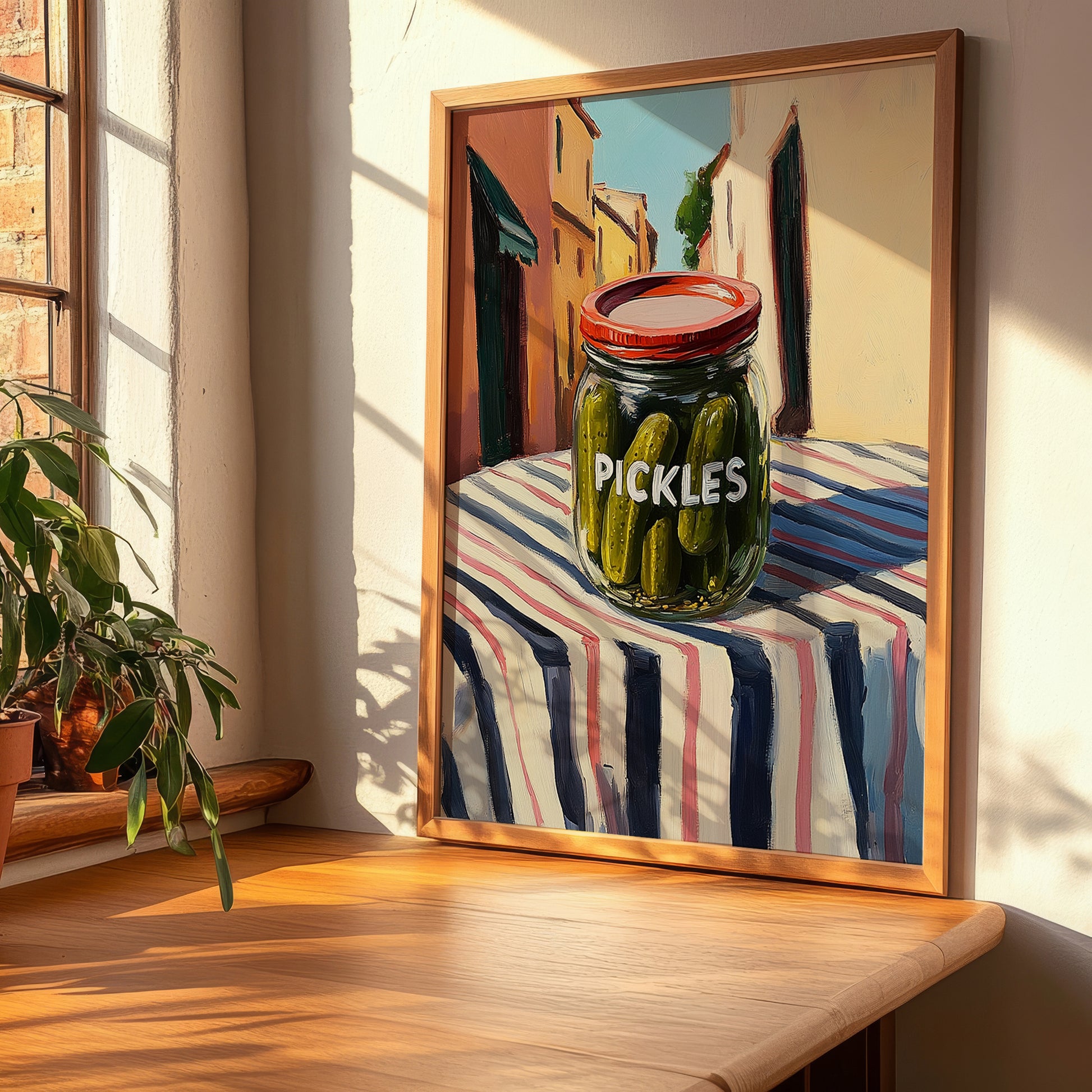 Pickles – Italian Outdoor Café Scene, Bbq Wall Decor, clean layout with no caption
